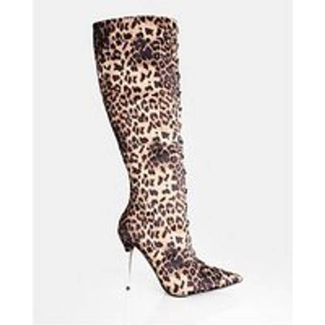 Public Desire Witchcraft Lace Up Knee High Boots - Leopard, Print, Size 6, Women