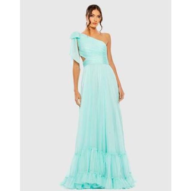 Mac Duggal Tiered One Shoulder Ruched Gown