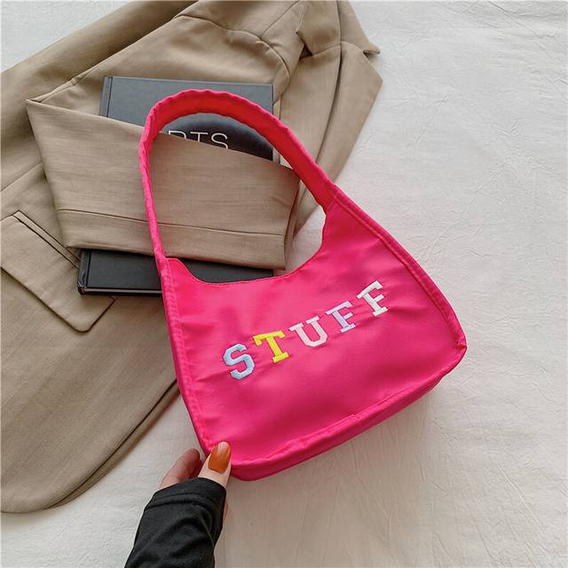 (Rose Red) Shoulder Single Crossbody Bag Fashion Casual Simple Retro Underarm Girl Style