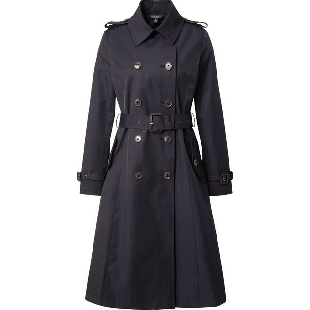 Lauren Ralph Lauren for woman. 297951255003 Double breasted trench coat navy (M), Casual, Cotton