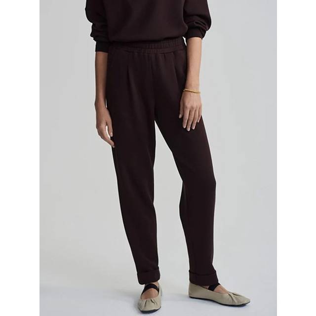 Varley Womens Coffee Bean Rolled Cuff Pant 28.5&#39; Tapered-leg Mid-rise Stretch-woven Jogging Bottoms L - COFFEE BEAN