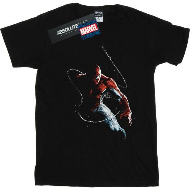 (S, Black) Marvel Mens Spider-Man Painting T-Shirt
