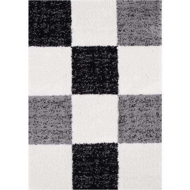 THE RUGS Fluffy and Soft Shaggy Rugs Living Room Rug in Grey - Elegant Geometric Design Carpets For Bedrooms And Kitchen - 381 - 160cm x 230cm