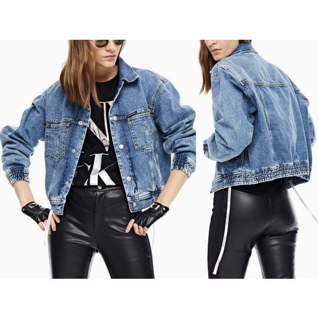 Calvin Klein 90s Denim Jacket Varsity College University Jeans Blouson Bomber L