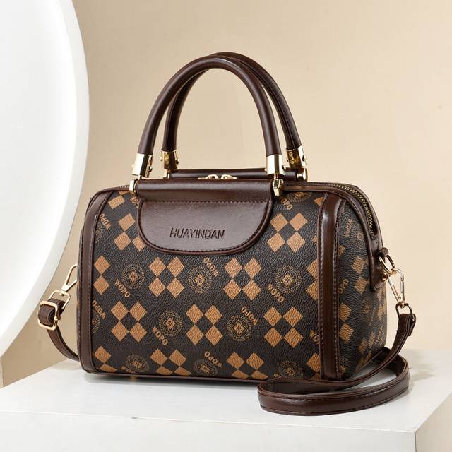 (Coffee Square) Trendy Crossbody Pillow Bag For Women In Coffee Colors With Zipper Closure