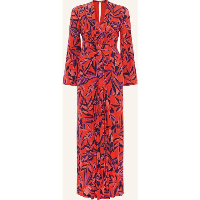 Phase Eight Briella Leaf Print Jersey Maxi Dress, Vermillion/Multi