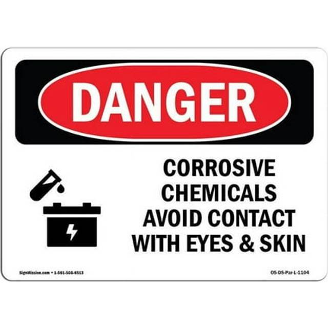 SignMission OS-DS-A-1218-L-1104 12 x 18 in. OSHA Danger Sign - Corrosive Chemicals Avoid Contact