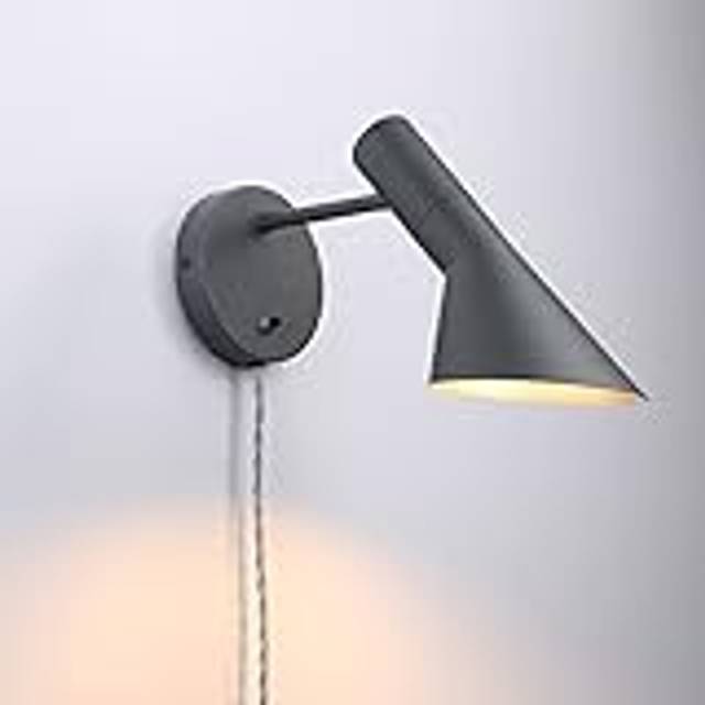 B·LED Barcelona LED vägglampa med kabelkontakt och strömbrytare lä modern elegant design nordisk justerbar grå för sovrum E27