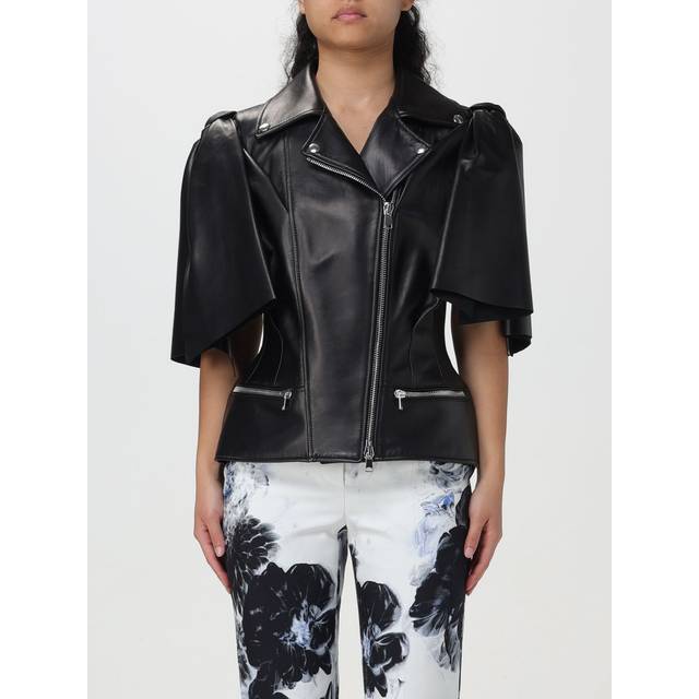 Sleeveless leather jacket with knotted drapery - ALEXANDER MCQUEEN - gender_Woman - Black (42)