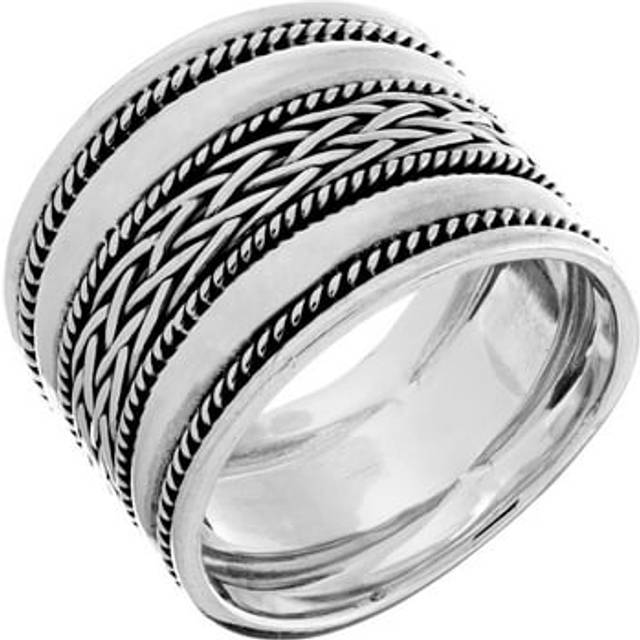 Sterling Silver Bali Style Thumb Ring Wide Chunky Barrel Design | RingSize: UK (T 1/2) US (10) EU (21.5)