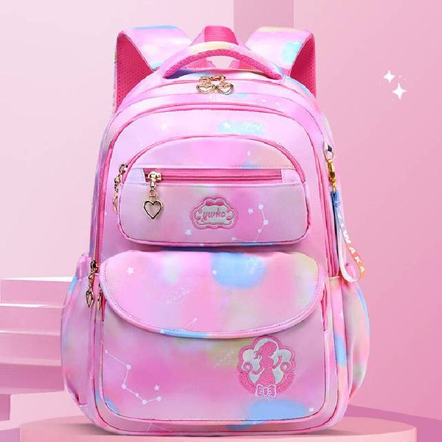 (Pink, 45*33*16cm/17.72*12.99*6.30in) Schoolbag Backpack Children Large Capacity Fashion Printed Lightweight Gift