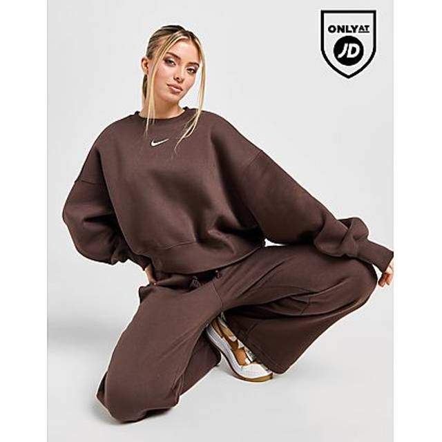 Nike Phoenix Oversized Crop Crew Sweatshirt - Brown - Womens - L