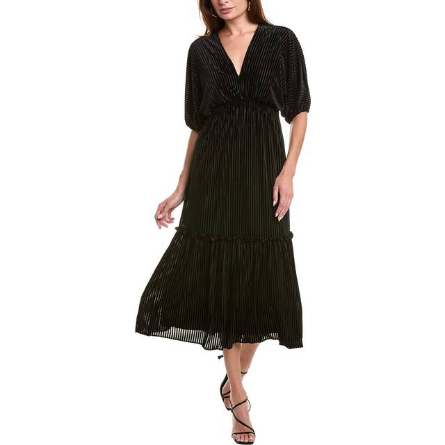 Taylor Velvet Burnout Stripe Midi Dress