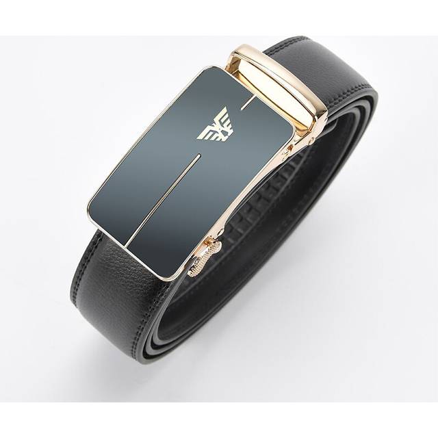 (Golden) Style Retro Young Business Casual Leather Belt Mens Belt  Automatic Buckle