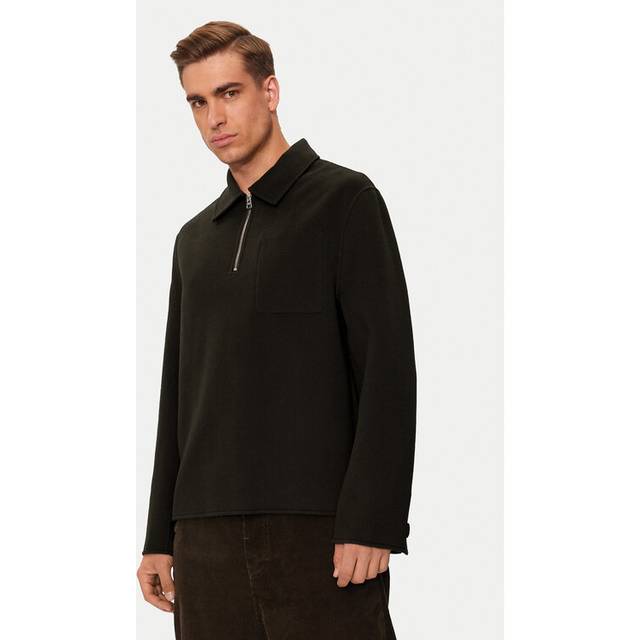 AMI PARIS Quarter Zip Knitted Top - Brown