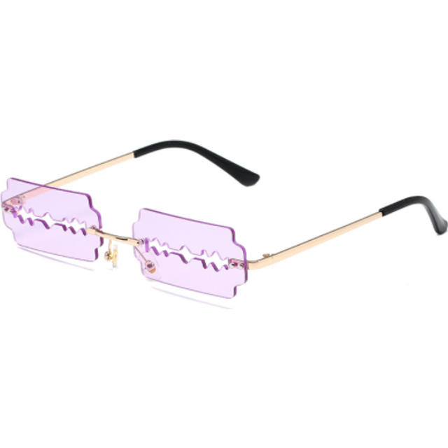 (purple, as picture) Festival Rimless Rectangle Sunglasses Women Personality Trend Unique Razor Blade Funny Sun Glasses Catwalk Party Hip Hop Eyewear