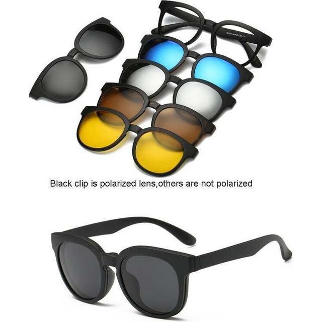 (9010A) 6 In 1 Custom Men Women Polarized Optical Magnetic Sunglasses Clip Magnet Clip on Sunglasses Clip on Sun Glasses Frame