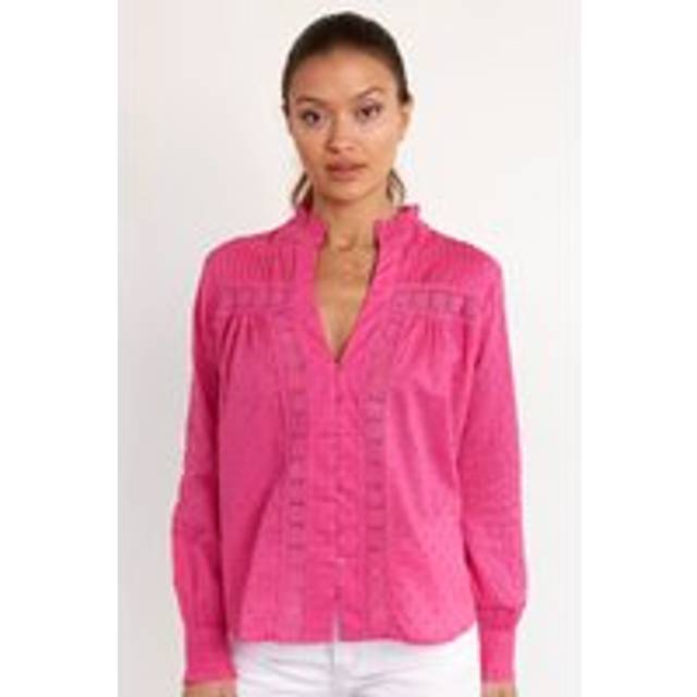 Carrie Organic Cotton Dobby Lace Blouse | Magenta - Purple