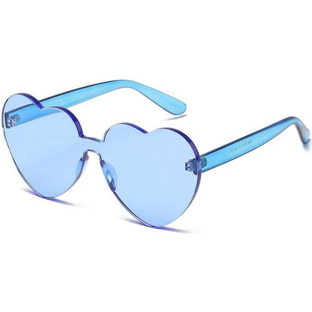 (Blue, Other) Rimless Sunglasses for Women Heart Eyewear Blue Gray Red Green Pink Female Sun Glasses UV400  Eyeglasses