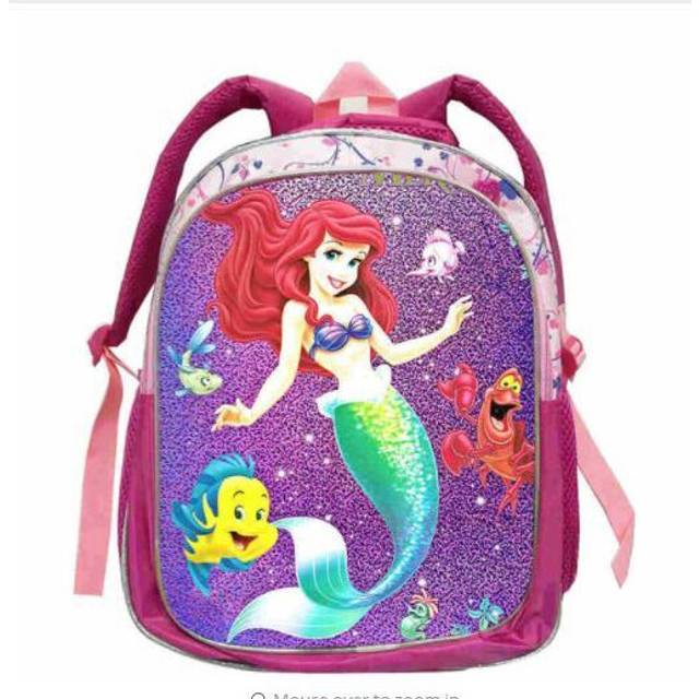 (as pictures1) Little Mermaid Ariel Princess Backpack Kids School Backpack Schoolbag