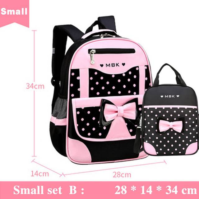 (Black Small set B) Girls School Backpack Children School Backpack 1 Grade Kids Book Bag