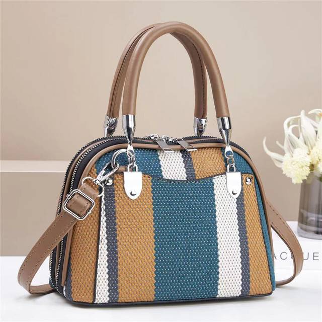 (Blue) Stylish Colorful Pu Canvas Large Crossbody Bag With Soft Construction For Trendy Casual Looks