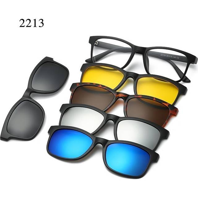 (2213A) 6 In 1 Custom Men Women Polarized Optical Magnetic Sunglasses Clip Magnet Clip on Sunglasses Clip on Sun Glasses Frame