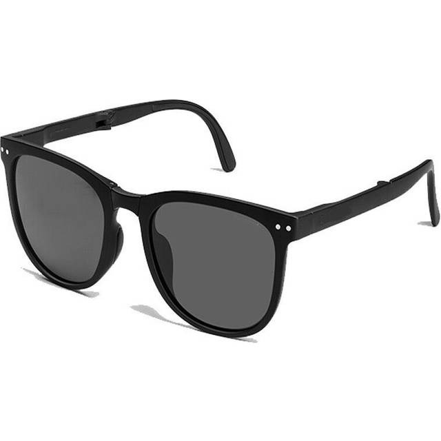 (Gray Panel) Portable Folding Square Sunglasses Unisex New Large Frame Sun Glasses Outdoor Trendy Brand Designer UV Protection Eyewear