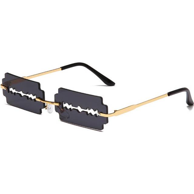 (black, as picture) Festival Rimless Rectangle Sunglasses Women Personality Trend Unique Razor Blade Funny Sun Glasses Catwalk Party Hip Hop Eyewear