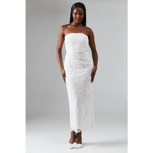 Corset Bodice Lace Column Wedding Dress - Ivory - 10