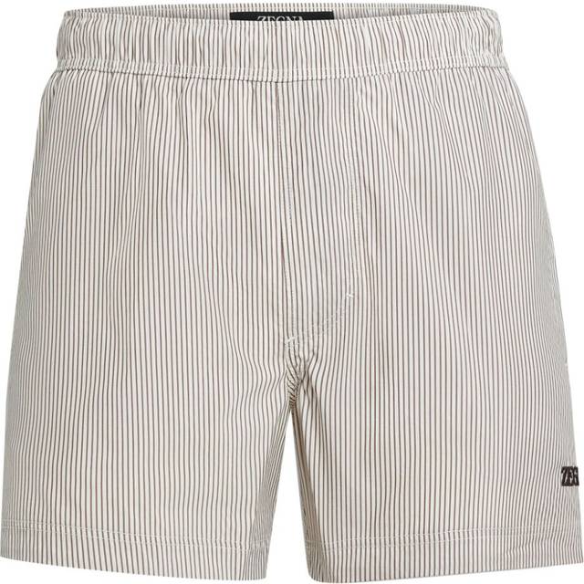 Zegna - logo-embroidered striped swim shorts - men - Polyester/Nylon - XL - Brown