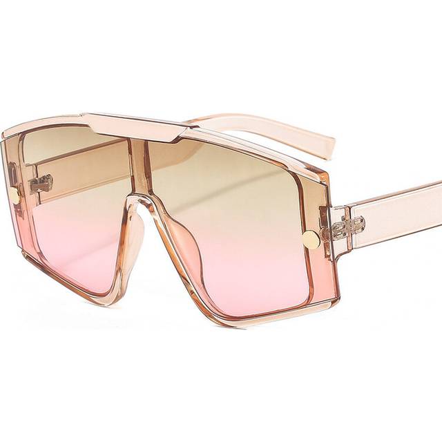 (Champagne, Other) Female Square Sunglasses For Women  Siamese Oversized Frame Vintage Shades Sun Glasses Luxury Brand Design Eyewear UV400