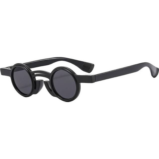 (Black gray, As the picture) Retro Small Round Punk Women Sunglasses Double Color Men Trending Hip Hop Sun Glasses Shades UV400