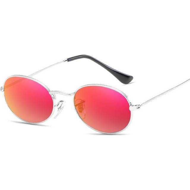 (silver red, AS) Small Oval Mirror Sunglasses For Women Luxury 2023  Men Brand Designer Eyewear Shades Ladies Alloy Sun Glasses UV400 Eyeglasses