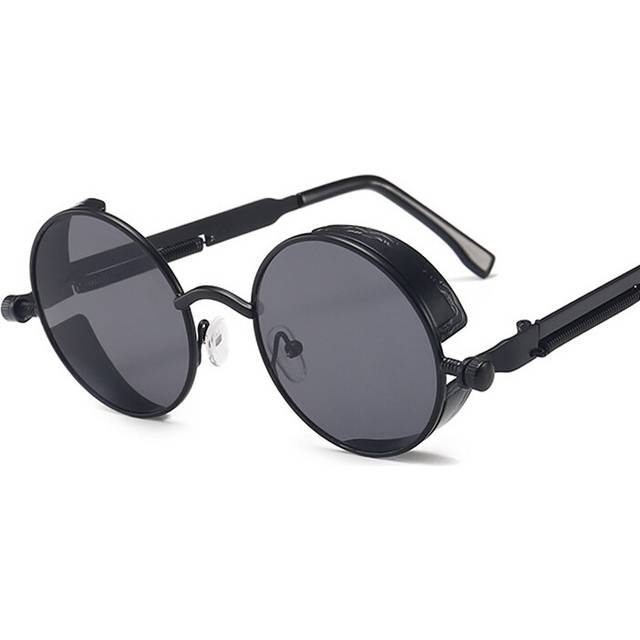 (Black Gray, Other) ACE Classic Gothic Style Round Sunglasses Men Women Brand Designer Retro Round Metal Frame Colorful Lens Sun Glasses