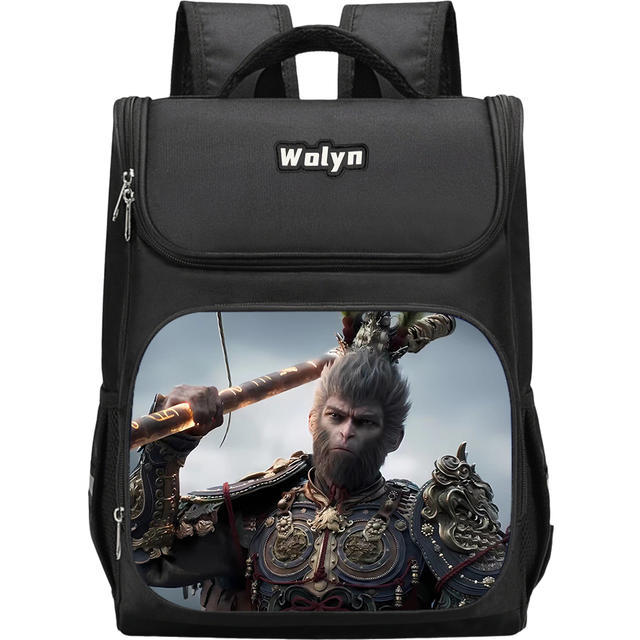(Style N) Myth Black Wukong Pattern Children Backpack Large Capacity Bag Oxford Cloth
