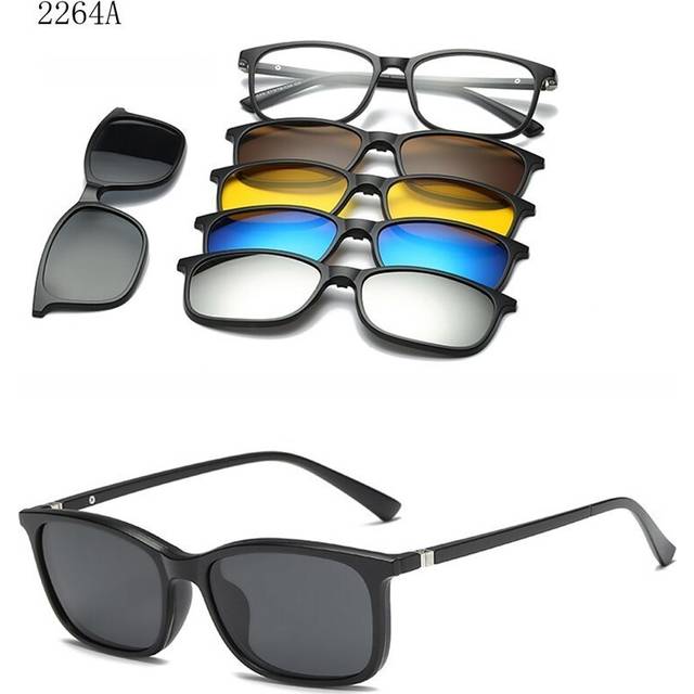 (2264A) 6 In 1 Custom Men Women Polarized Optical Magnetic Sunglasses Clip Magnet Clip on Sunglasses Clip on Sun Glasses Frame