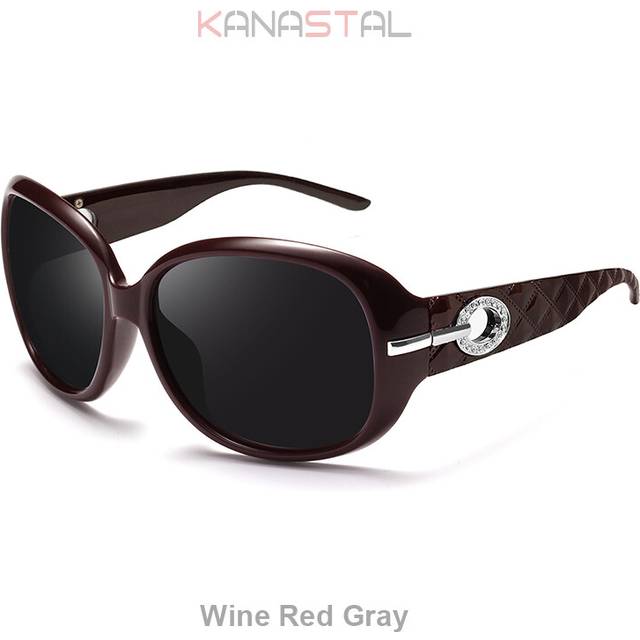 (Wine Red Gray) Women's Polarized Sunglasses UV400 Anti Reflex Men Sun Glasses Polygon Eyeglasses Frame Beach Travel PC Shade Eyewear