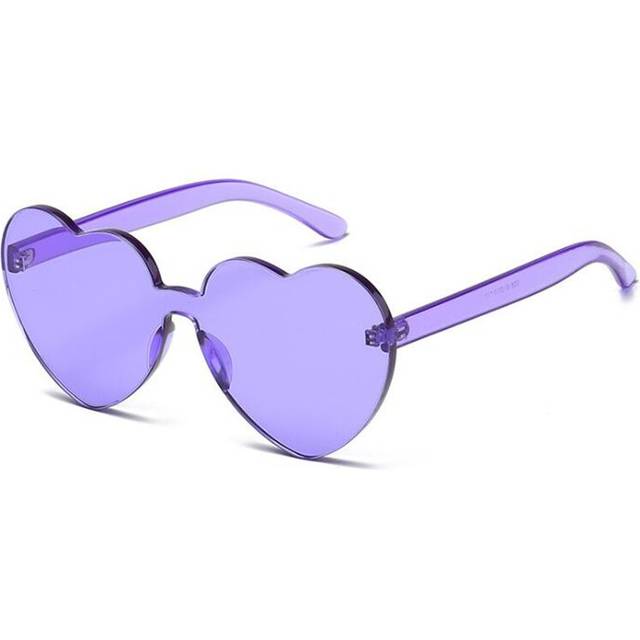 (Purple, Other) Rimless Sunglasses for Women Heart Eyewear Blue Gray Red Green Pink Female Sun Glasses UV400  Eyeglasses