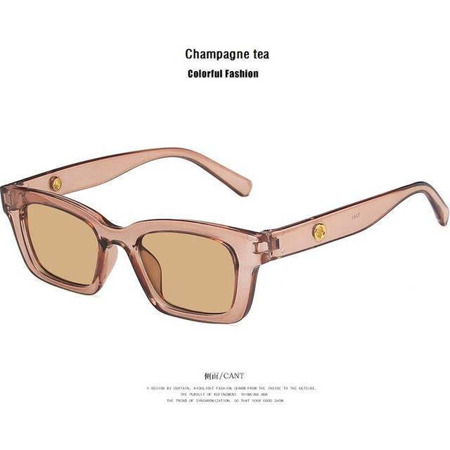 (Champagne, AS) 2024 New Women Rectangle Vintage Sunglasses Brand Designer Retro Points Sun Glasses Female Lady Eyeglass Cat Eye Driver Goggles