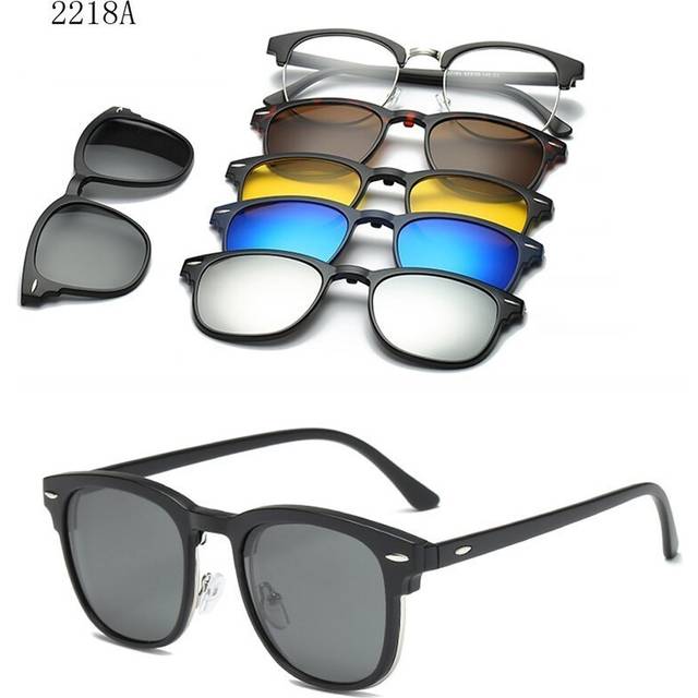 (2218A) 6 In 1 Custom Men Women Polarized Optical Magnetic Sunglasses Clip Magnet Clip on Sunglasses Clip on Sun Glasses Frame