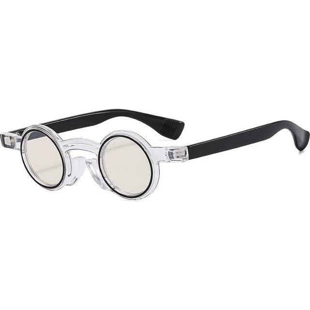 (Transparent, As the picture) Retro Small Round Punk Women Sunglasses Double Color Men Trending Hip Hop Sun Glasses Shades UV400