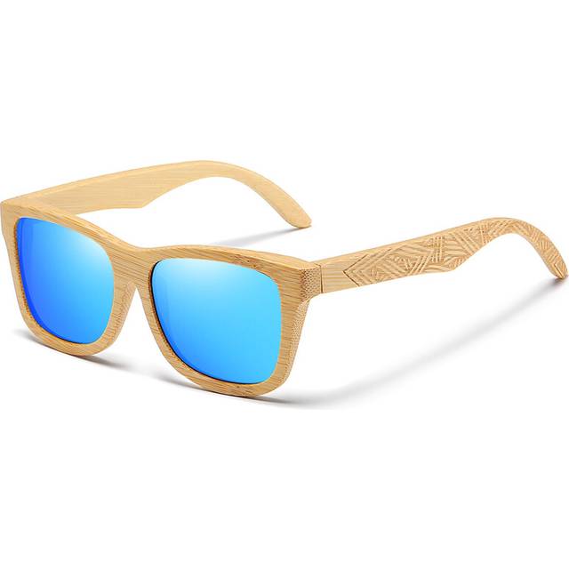 (3832-blue) GM Natural Bamboo And Wooden Sunglasses VIP Manual Polarized Glasses Luxury brand Environmental Degradable Glasses Gift Box