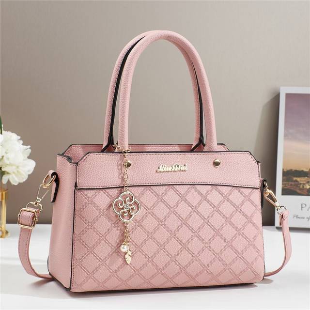 (Pink) Chic Urban Quilted Crossbody Bag With Cotton Lining Perfect For Everyday Fashion