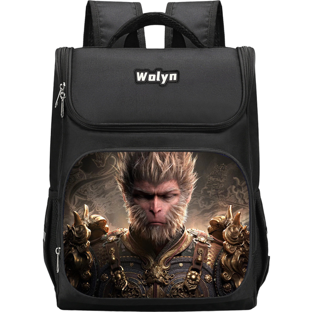 (Style C) Myth Black Wukong Pattern Children Backpack Large Capacity Bag Oxford Cloth