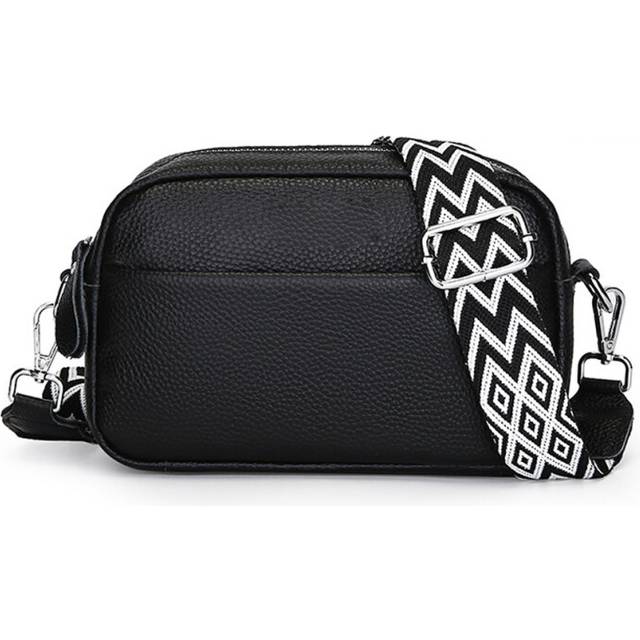 Women's Crossbody Bag, Small Leather Wallet Thick Strap Crossbody Bag, Lightweight Casual Shoulder Bag, 22*14*8.5Cm, Black