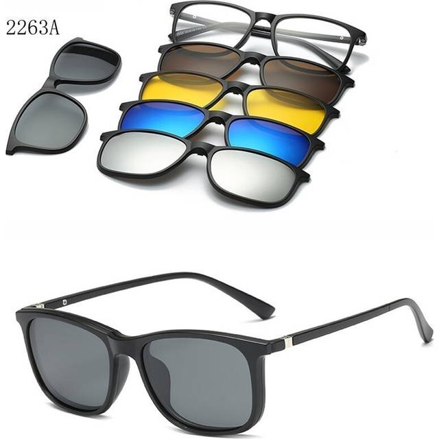 (2263A) 6 In 1 Custom Men Women Polarized Optical Magnetic Sunglasses Clip Magnet Clip on Sunglasses Clip on Sun Glasses Frame