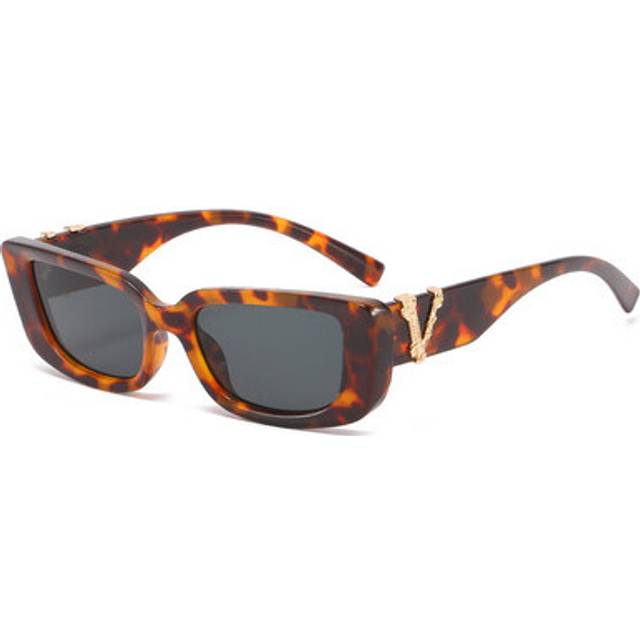(leppard gray, As shown) 2024 Vintage Small Cat eye Sunglasses For Women's Men's Retro Brand Designer Women Sun Glasses Square Eyewear Oculos De Sol
