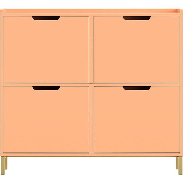 4 Flip-drawers Shoe Cabinet Shoe Rack Shoe Storage Cupboard Organizer Unit,FSR100-RS - Sobuy