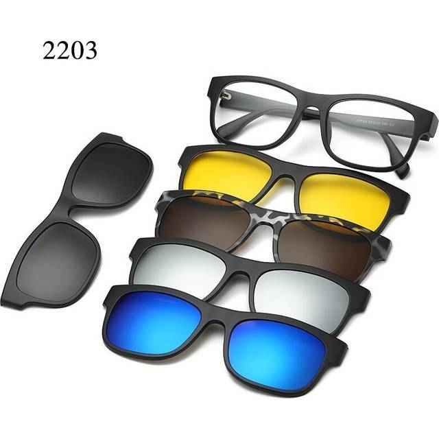 (2203A) 6 In 1 Custom Men Women Polarized Optical Magnetic Sunglasses Clip Magnet Clip on Sunglasses Clip on Sun Glasses Frame